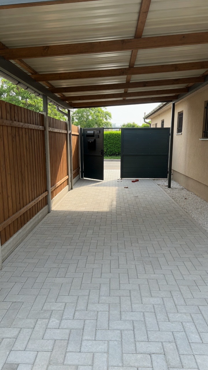 Kocsibeálló térkővel
