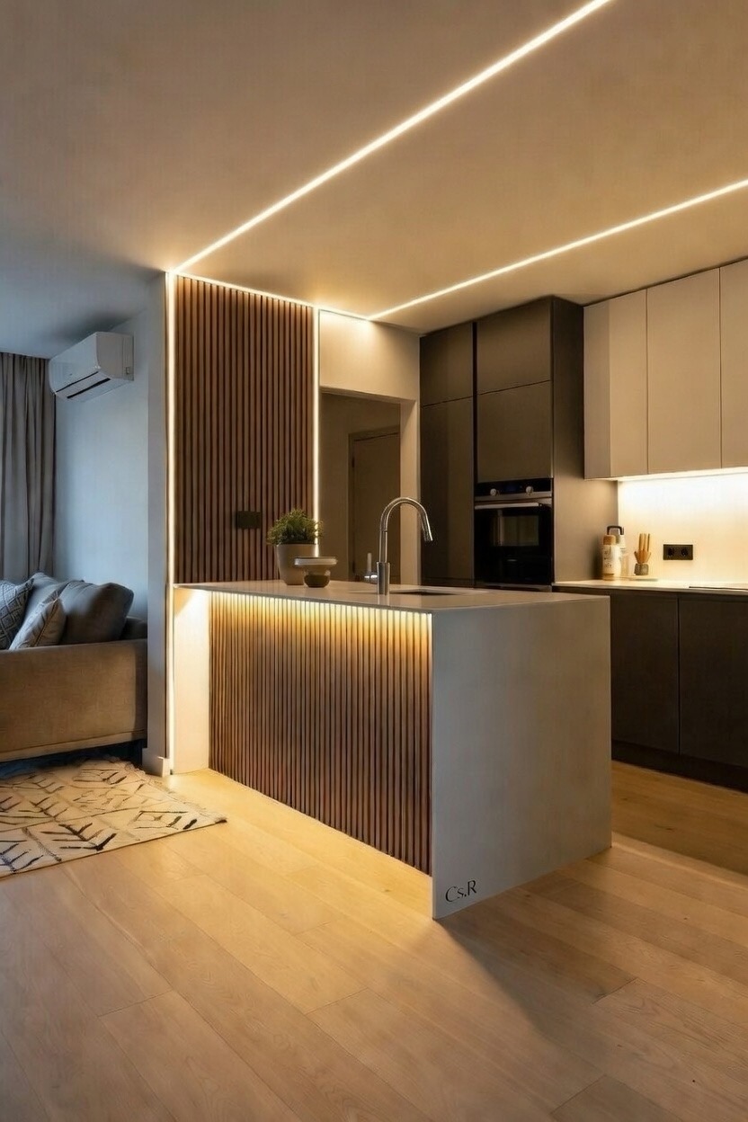 Modern konyha LED világítással